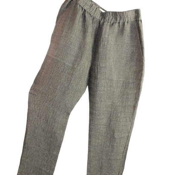 Laura Siegel Anthropologie Charcoal Gray Textured Silk Hemp Pant Size Small - Picture 7 of 9